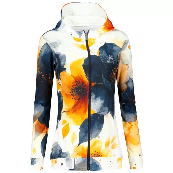  Dámska mikina na zips premium ALTISPORT VOJ/ALW127MI02 ČIERNA/ORANŽOVÁ 