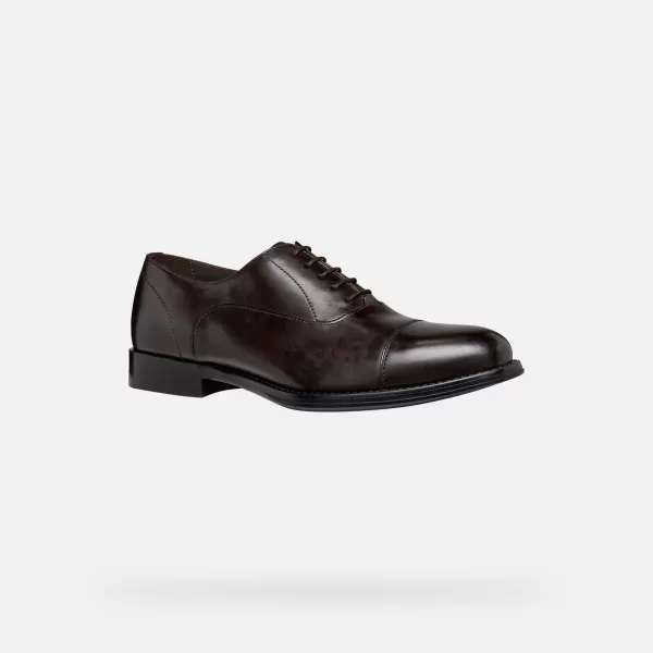  Pánske spoločenské topánky GEOX BARBERIGO G014409 TMAVO HNEDÁ 