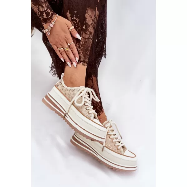  Dámske tenisky S.BARSKI BF51-101 BEIGE 