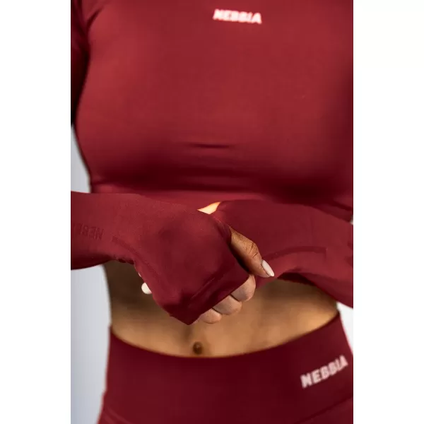  Bezšvový crop top s dlhými rukávmi POWER 892 RED Nebbia 