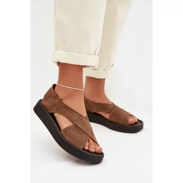  Dámske sandále ZAZOO 3196 BROWN/BEIGE 