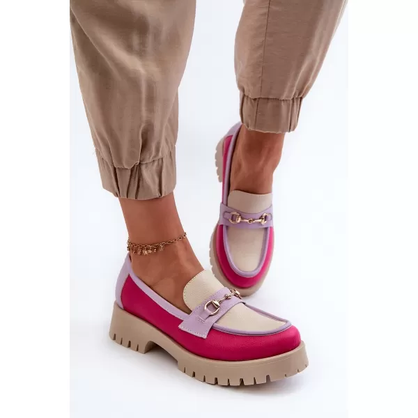  Dámske mokasíny ZAZOO 3475 BEIGE/FUSCHIA/LILA 