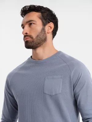 Pánske tričko OMBRE OM-LSCL-0109 MODRÝ DENIM