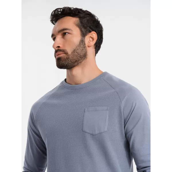  Pánske tričko OMBRE OM-LSCL-0109 MODRÝ DENIM 