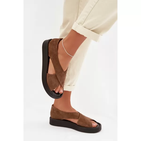  Dámske sandále ZAZOO 3196 BROWN/BEIGE 