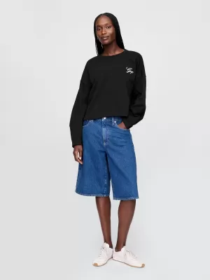 Dámska mikina GAP LOGO HORSESHOE SWEATSHIRT 767368-01 TRUE BLACK