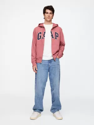 Pánska mikina GAP HERITAGE LOGO FULLZIP HOODIE 868454-10 WASHED RED