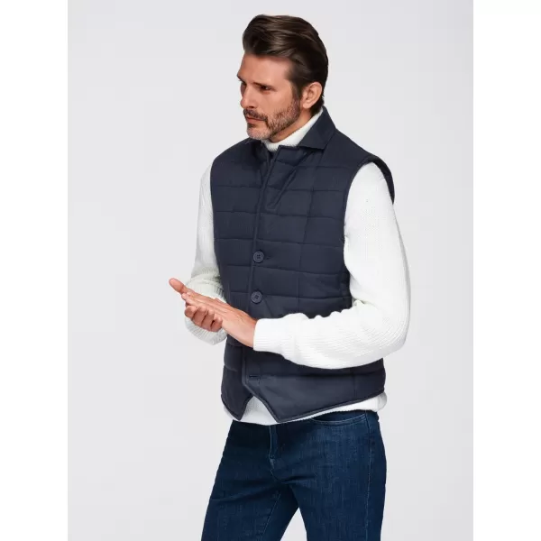 Pánska vesta OMBRE OM-JAVJ-0275 NAVY BLUE MELANGE 