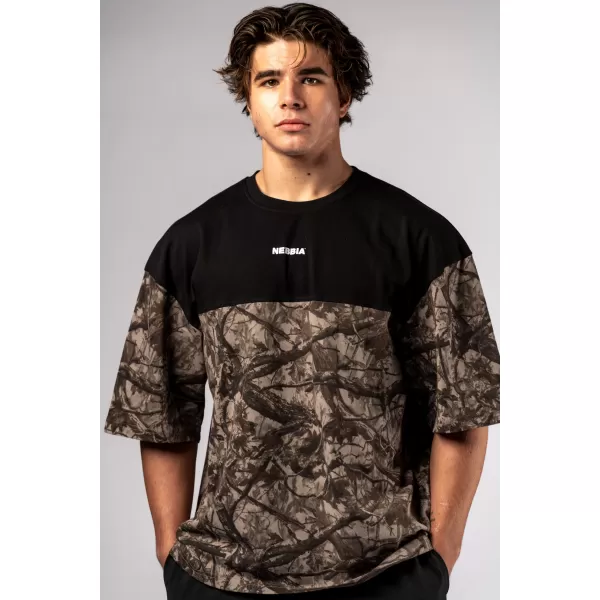  Oversized tričko POWER 898 SVETLO HNEDÁ CAMO Nebbia 