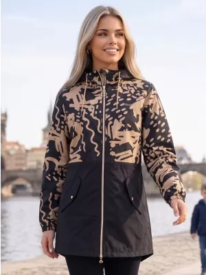 Dámska bunda KIXMI ZIANA ČIERNA/BÉŽOVÁ