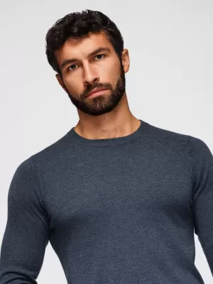 Pánsky sveter OMBRE OM-SWBS-0106 NÁMORNÍCKA MODRÁ MELANŽ