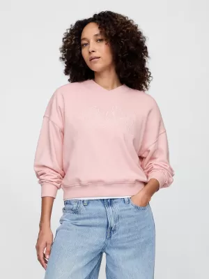 Dámska mikina GAP LOGO WEDGE NECK SWEATSHIRT 714869-01 MISTY ROSE