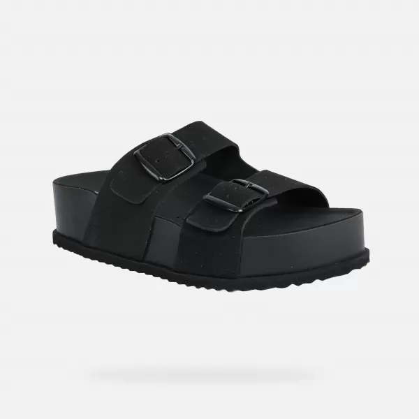 Dámske šľapky GEOX SANDYBETT HIGH G012956 ČIERNA 