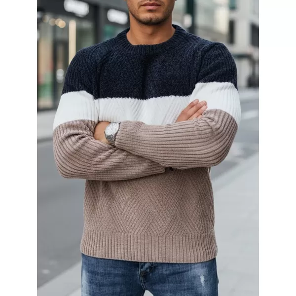  Pánsky sveter DSTREET WX2321 BÉŽOVÁ/TMAVO MODRÁ 