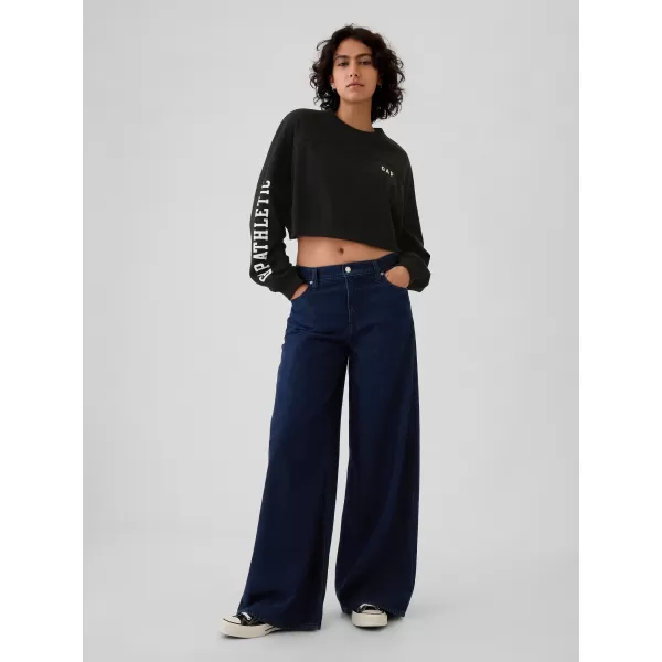  Dámska mikina GAP DROP SHOULDER SUPER CROP SWEATSHIRT 498952-02 TRUE BLACK 