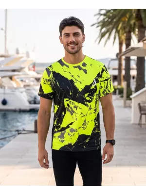 Pánske tričko premium ALTISPORT VOJ/ALM131TR01 FLUO YELLOW/ČIERNA