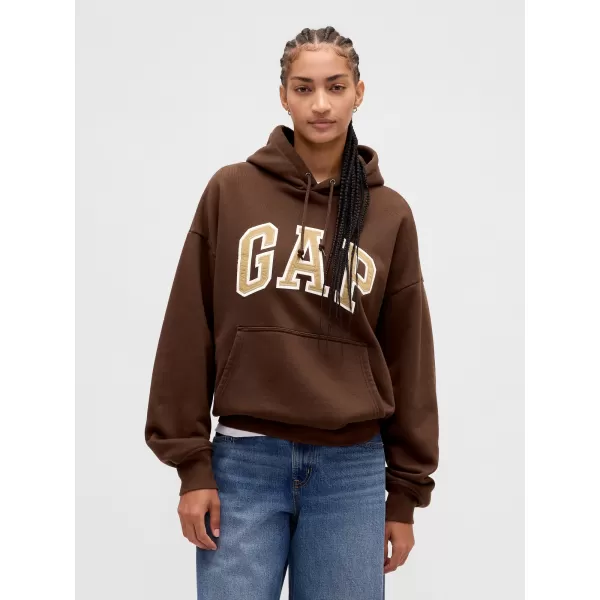  Pánska mikina GAP HEAVYWEIGHT LOGO HOODIE PULLOVER 823104-04 DARK BROWN 
