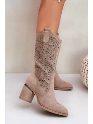 Dámske čižmy S.BARSKI HY51-238 BEIGE