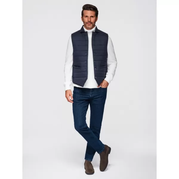  Pánska vesta OMBRE OM-JAVJ-0275 NAVY BLUE MELANGE 
