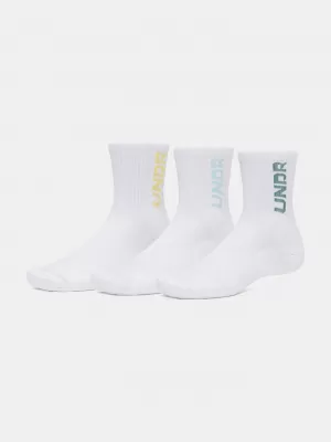 Ponožky UNDER ARMOUR UA 3-MAKER 3PK MID-CREW 1373084-106 BIELA