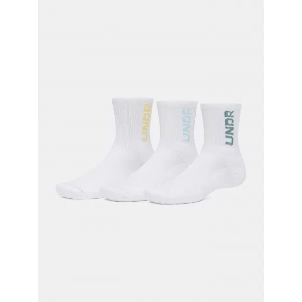 Ponožky UNDER ARMOUR UA 3-MAKER 3PK MID-CREW 1373084-106 BIELA 