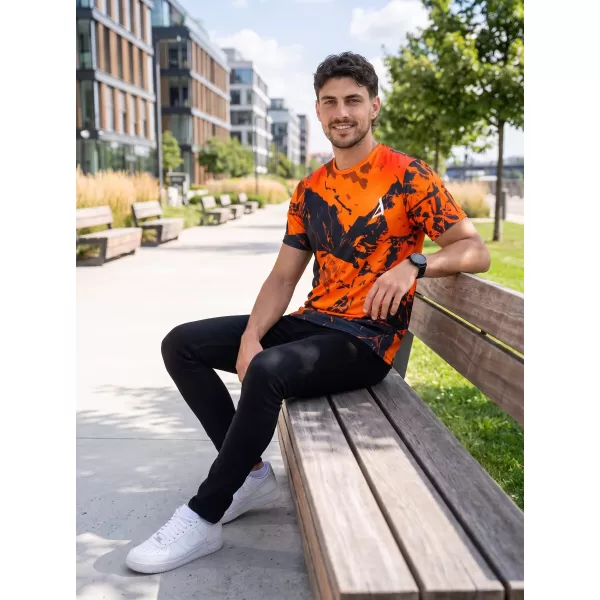  Pánske tričko premium ALTISPORT VOJ/ALM131TR01 ORANŽOVÁ/ČIERNA 