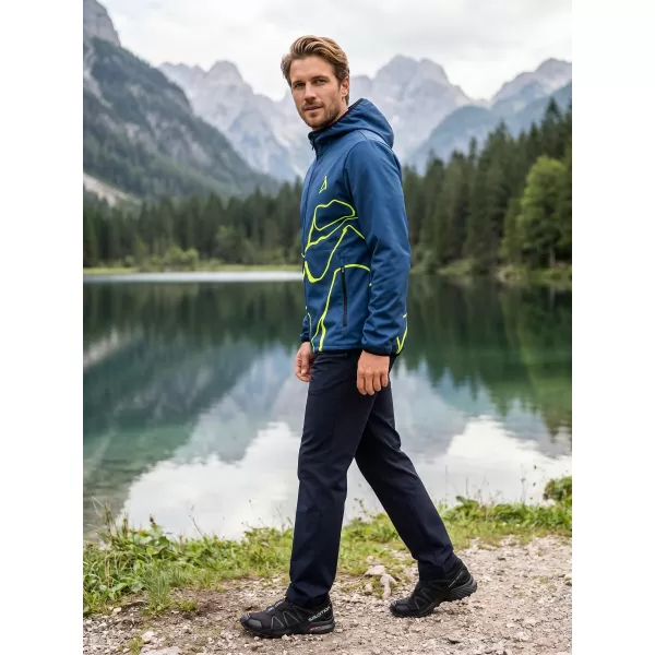  Pánska softshellová bunda premium ALTISPORT VOJ/ALM073JACK01 NÁMORNÁ MODRÁ/NEÓN ŽLTÁ 