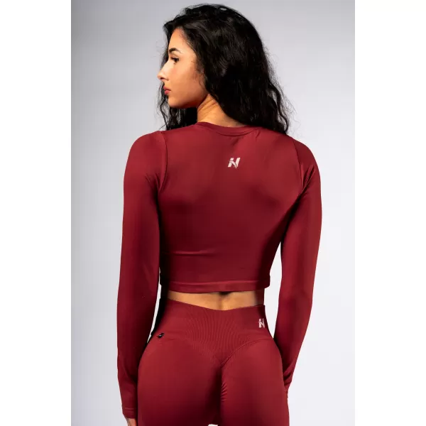  Bezšvový crop top s dlhými rukávmi POWER 892 RED Nebbia 