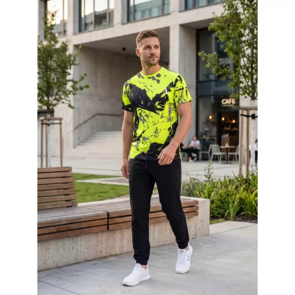  Pánske tričko premium ALTISPORT VOJ/ALM131TR01 FLUO YELLOW/ČIERNA 