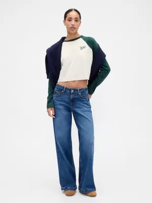 Dámske tričko GAP RAGLAN CROPPED TEE 846969-02 DEEP HUNTER
