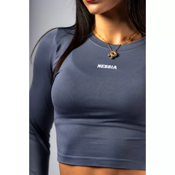  Bezšvový crop top s dlhými rukávmi POWER 892 GREY Nebbia 