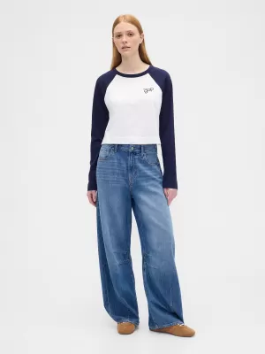 Dámske tričko GAP RAGLAN CROPPED TEE 846969-00 NAVY UNIFORM