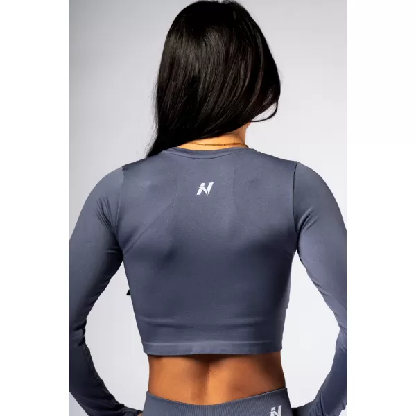  Bezšvový crop top s dlhými rukávmi POWER 892 GREY Nebbia 