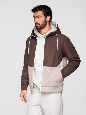 Pánska bunda OMBRE OM-JANP-0242 BROWN AND BEIGE