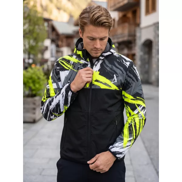  Pánska softshellová bunda premium ALTISPORT VOJ/ALM039JACK01 ČIERNOŽLTÁ 