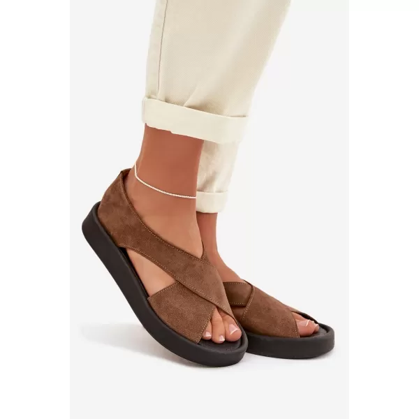  Dámske sandále ZAZOO 3196 BROWN/BEIGE 