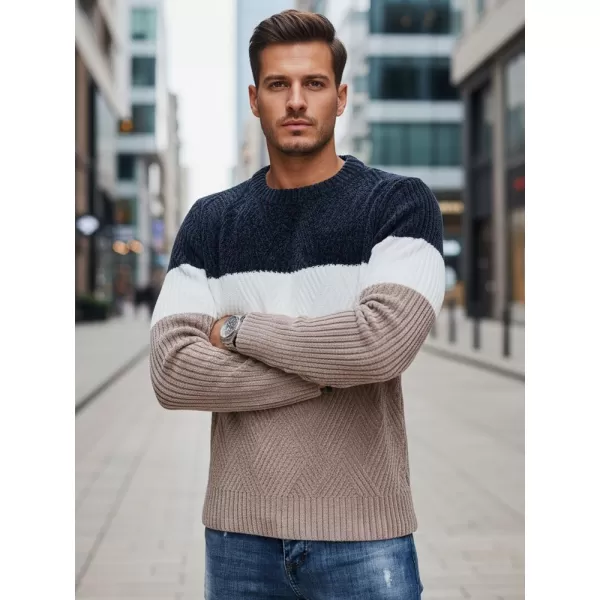  Pánsky sveter DSTREET WX2321 BÉŽOVÁ/TMAVO MODRÁ 