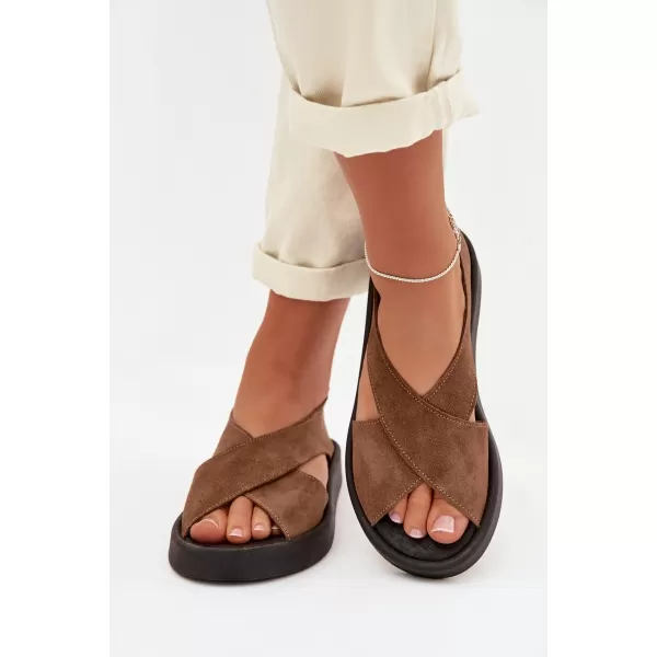  Dámske sandále ZAZOO 3196 BROWN/BEIGE 