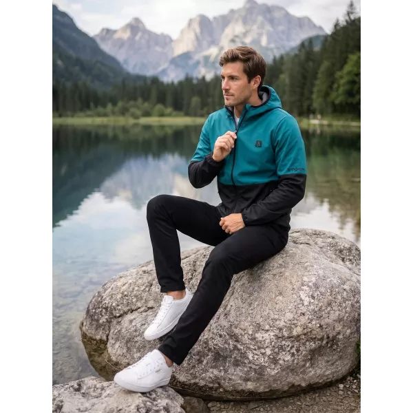  Pánska softshellová bunda premium ALTISPORT VOJ/ALM051JACK01 PETROLEJOVÁ/ČIERNA 