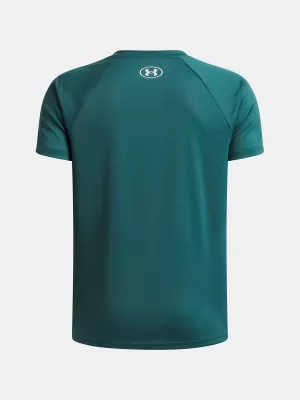 Chlapčenské tričko UNDER ARMOUR UA TECH SPLIT WORDMARK SS 1383010-338 ZELENÁ