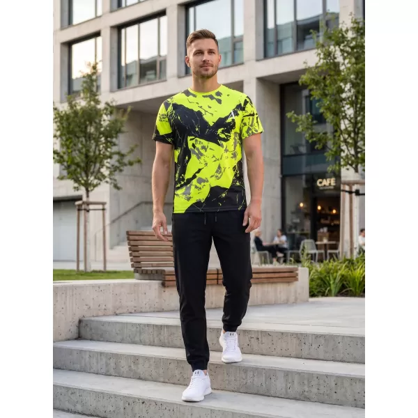  Pánske tričko premium ALTISPORT VOJ/ALM131TR01 FLUO YELLOW/ČIERNA 