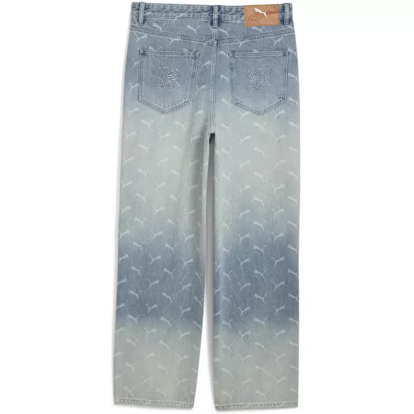  Pánske nohavice PUMA ROCKY LASER MONOGRAM DENIM 633428-01 VYBLEDNUTÝ DENIM/AOP 
