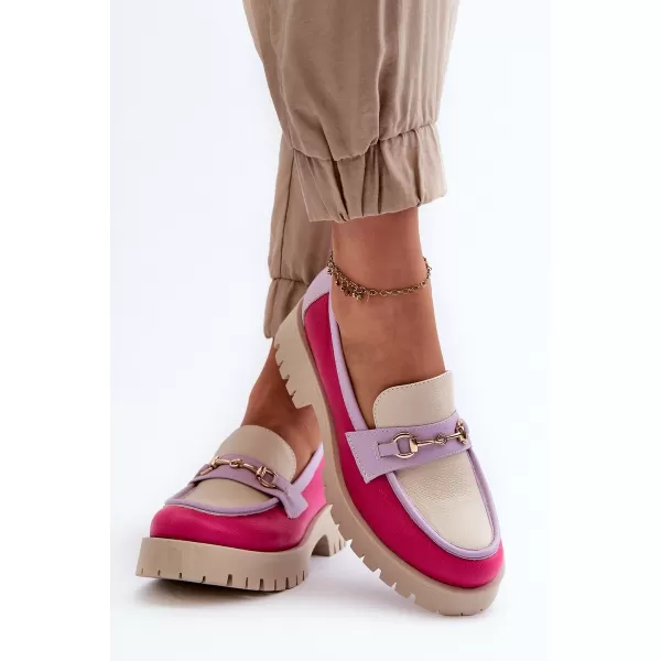  Dámske mokasíny ZAZOO 3475 BEIGE/FUSCHIA/LILA 
