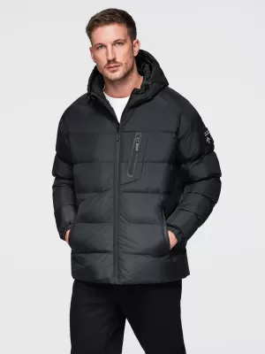 Pánska bunda OMBRE OM-JAHP-0302 ČIERNA