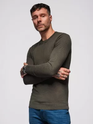 Pánsky sveter OMBRE OM-SWBS-0106 OLIVOVÁ MELANŽ
