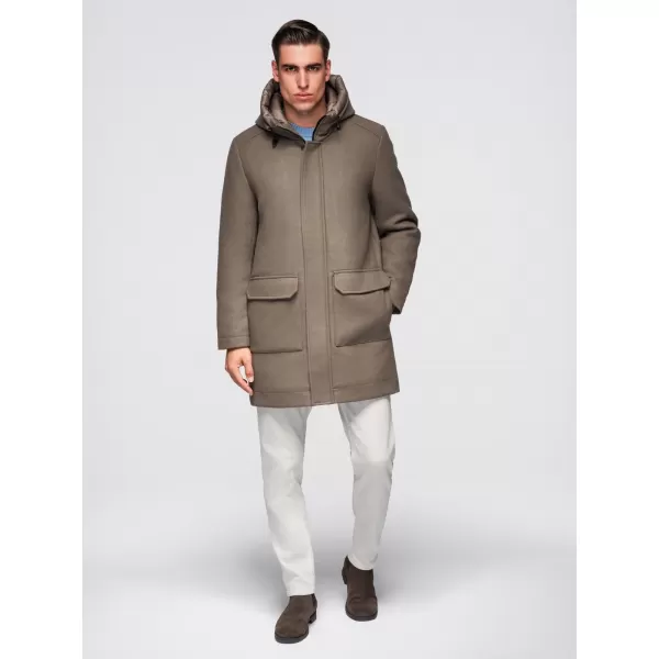  Pánsky kabát OMBRE OM-COWC-0132 KAKI 