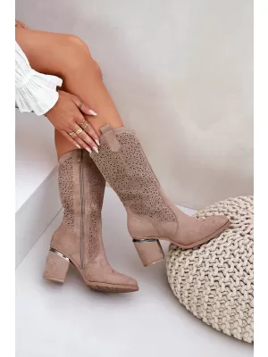 Dámske čižmy S.BARSKI HY51-238 BEIGE