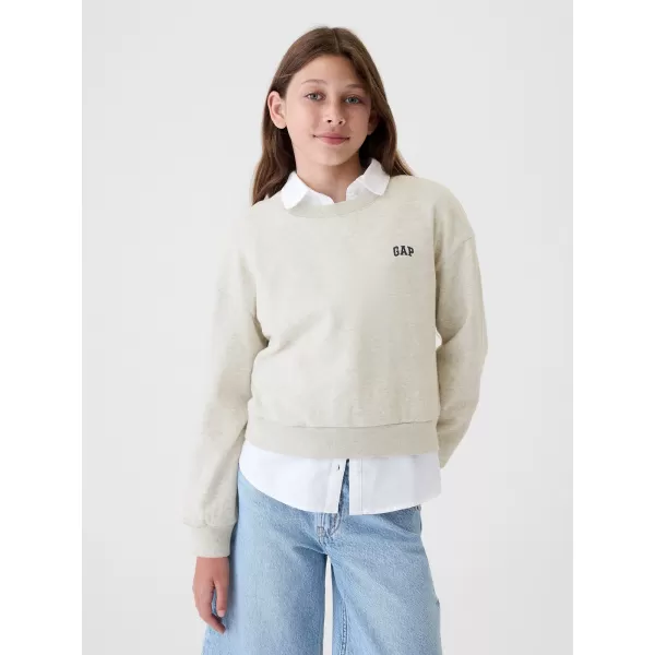  Detská mikina GAP LOGO FRENCH TERRY CREW SWEATSHIRT 499111-00 LIGHT HEATHER GREY 