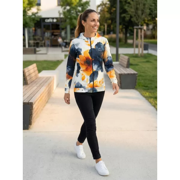 Dámska mikina na zips premium ALTISPORT VOJ/ALW127MI02 ČIERNA/ORANŽOVÁ 