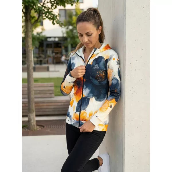  Dámska mikina na zips premium ALTISPORT VOJ/ALW127MI02 ČIERNA/ORANŽOVÁ 
